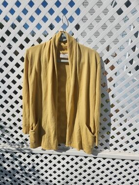 Wilfred Yellow Knit Cardigan Size Small 100% Merino Wool